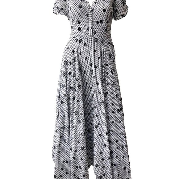 LOVESHACKFANCY Coralie Dress - Charcoal; Size 4 - Picture 4 of 5
